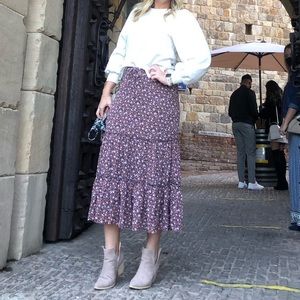 Aerie Midi Floral Skirt